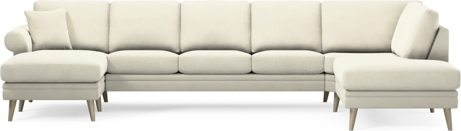 Eden - 3-sits soffa med schäslong vänster och divan höger - Vit