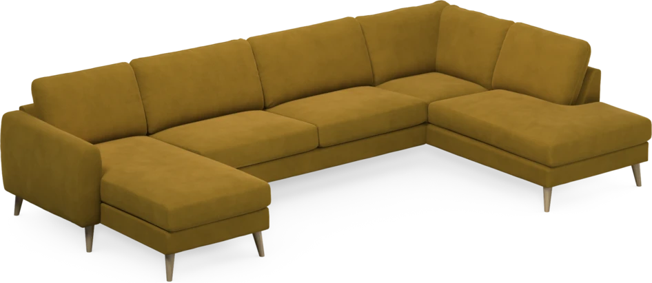 Bridge - 3-sits soffa med schäslong vänster och divan höger - Gul