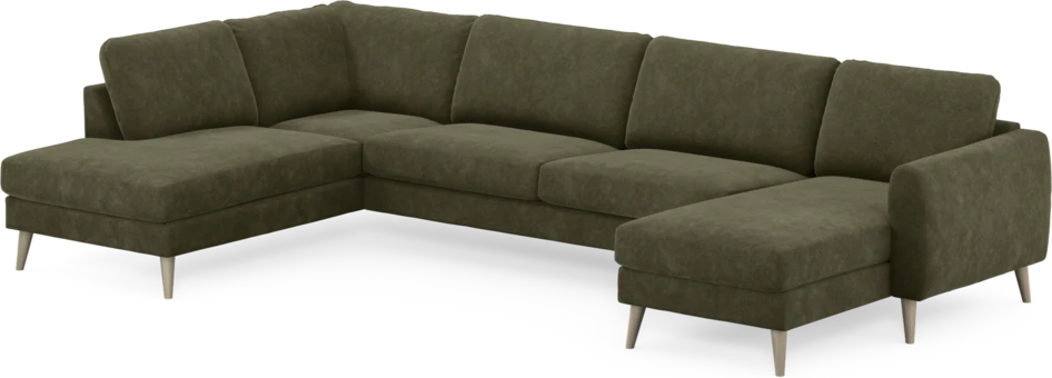 Bridge - 3-sits soffa med divan vänster och schäslong höger - Grön