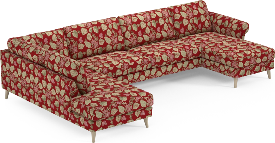 Bridge - 3-sits soffa med divan vänster och schäslong höger - Röd