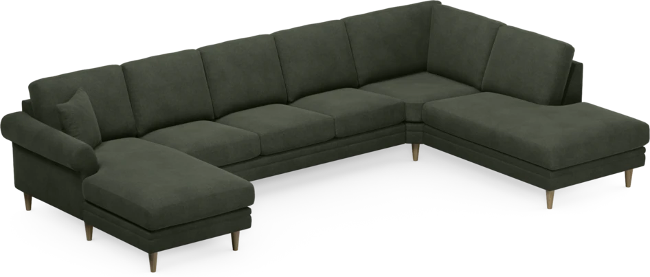 Eden - 3-sits soffa med schäslong vänster och divan höger - Grön