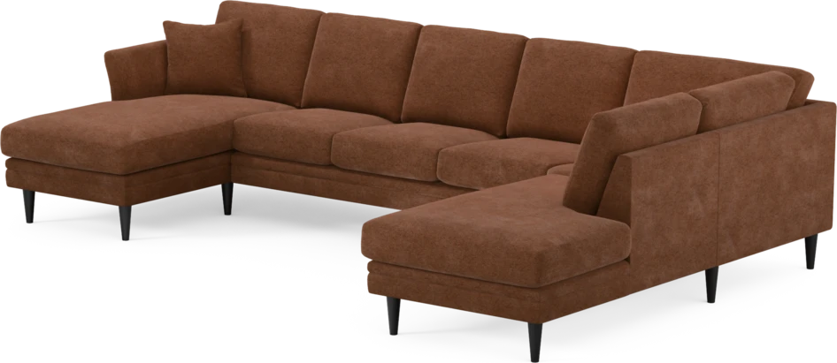 Eden - 3-sits soffa med schäslong vänster och divan höger - Orange