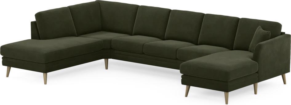 Eden - 3-sits soffa med divan vänster och schäslong höger - Grön