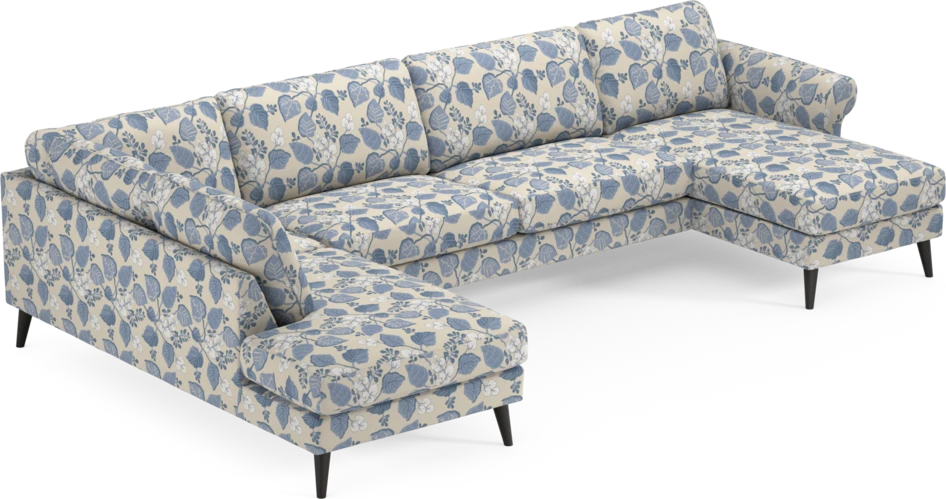 Bridge - 3-sits soffa med divan vänster och schäslong höger - Blå
