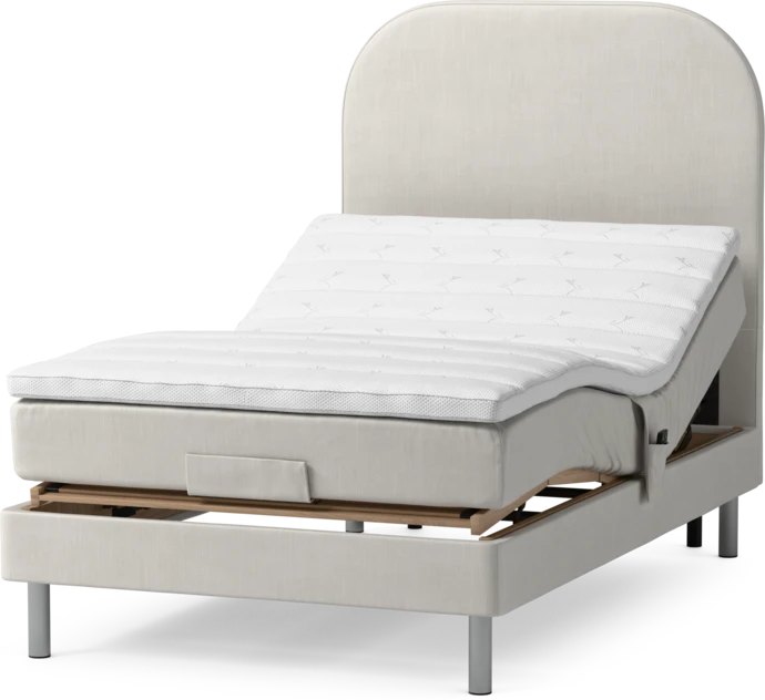 Roma Family, Ställbar säng, enkelsäng med bäddmadrass och sänggavel slät, B 90-120