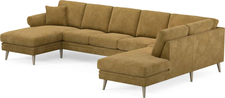Eden - 3-sits soffa med schäslong vänster och divan höger - Gul