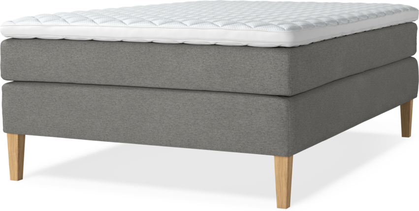 Delux Sense - Kontinentalsäng, enkelsäng 140 cm med bäddmadrass - Grå