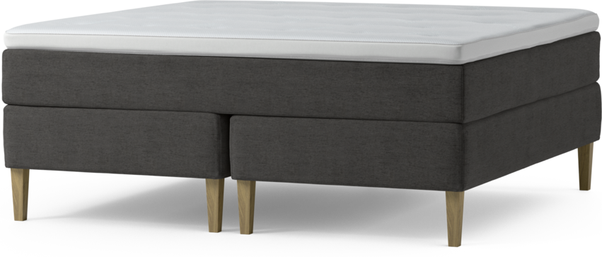 Delux Dream - Kontinentalsäng, dubbelsäng med bäddmadrass och sängben - Grå