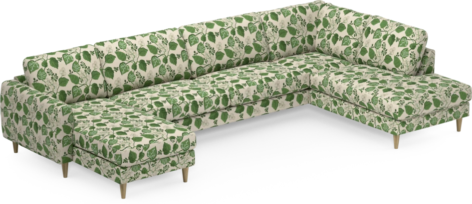 Bridge - 3-sits soffa med schäslong vänster och divan höger - Grön