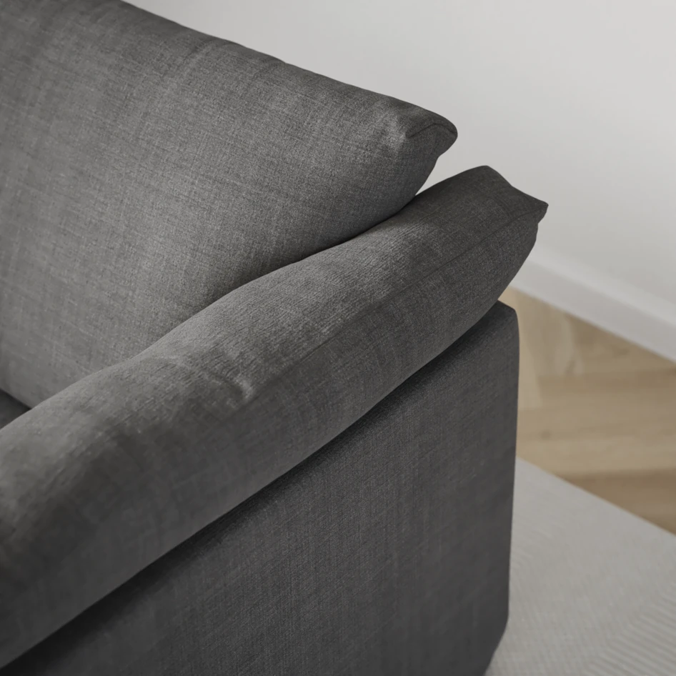Cherrie - 3-sits soffa med divan höger, med kappa - Grå