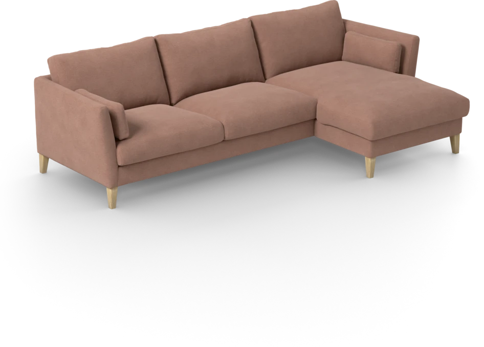 Winston - 3-sits soffa med schäslong, vändbar - Rosa