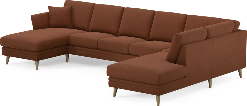 Eden - 3-sits soffa med schäslong vänster och divan höger - Orange
