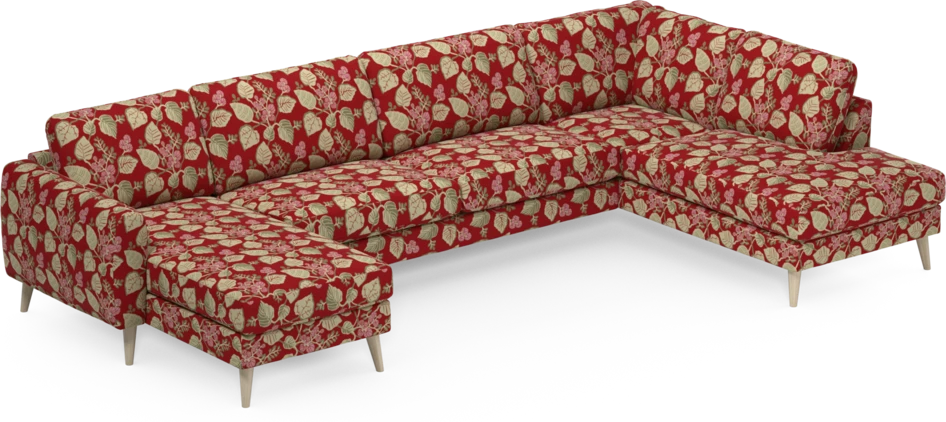 Bridge - 3-sits soffa med schäslong vänster och divan höger - Röd