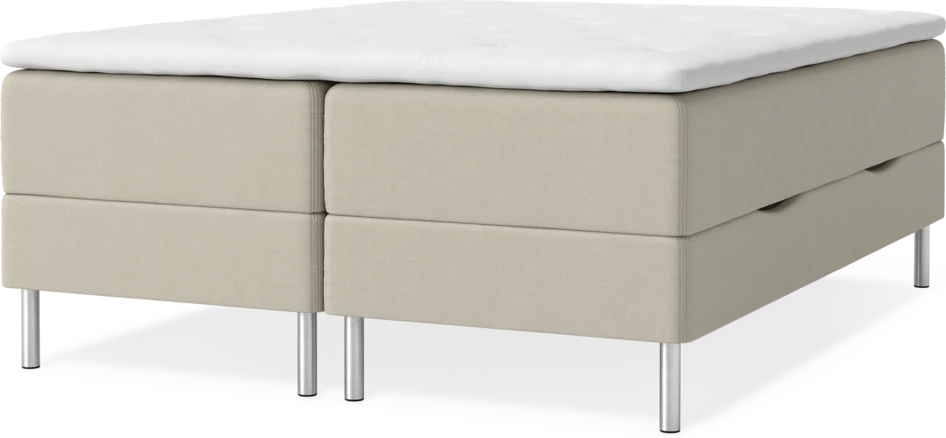 Roma - Kontinentalsäng, dubbelsäng med förvaring och bäddmadrass - Beige