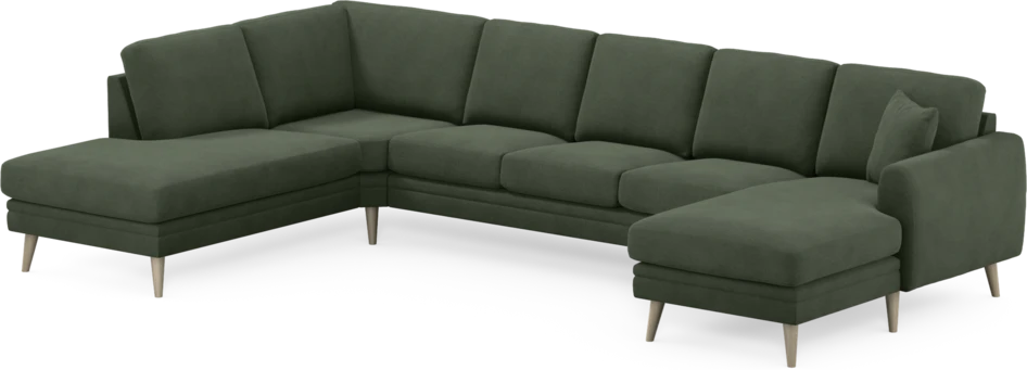 Eden - 3-sits soffa med divan vänster och schäslong höger - Grön