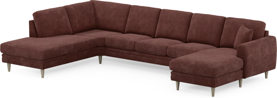 Eden - 3-sits soffa med divan vänster och schäslong höger - Röd