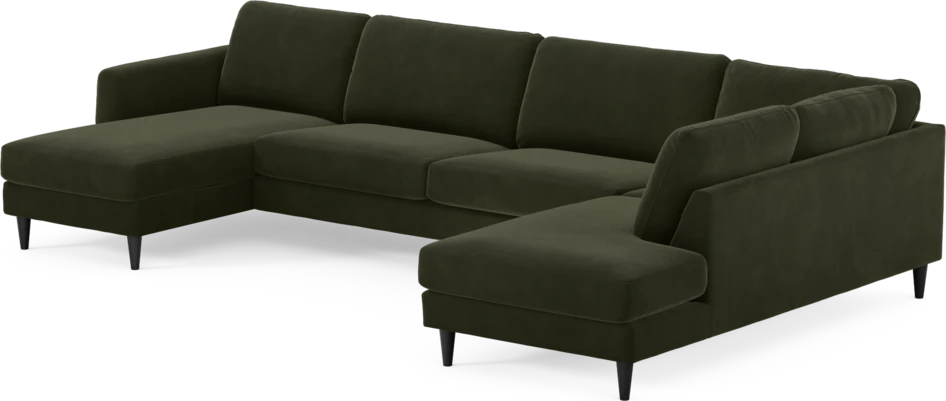 Bridge - 3-sits soffa med schäslong vänster och divan höger - Grön