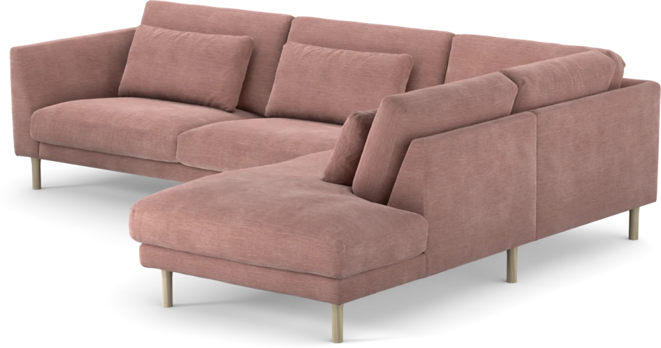Willow - 3-sits soffa med divan höger, fast klädsel - Rosa