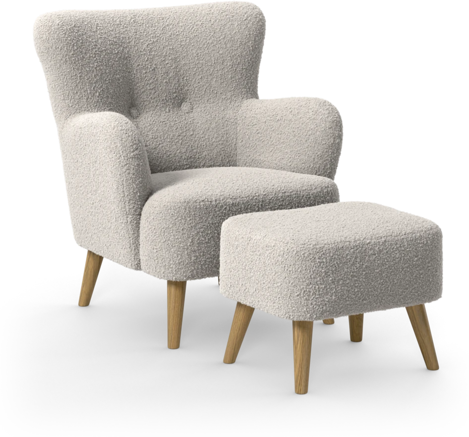 Timmy - Fåtölj med fotpall - Vit