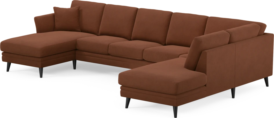 Eden - 3-sits soffa med schäslong vänster och divan höger - Orange