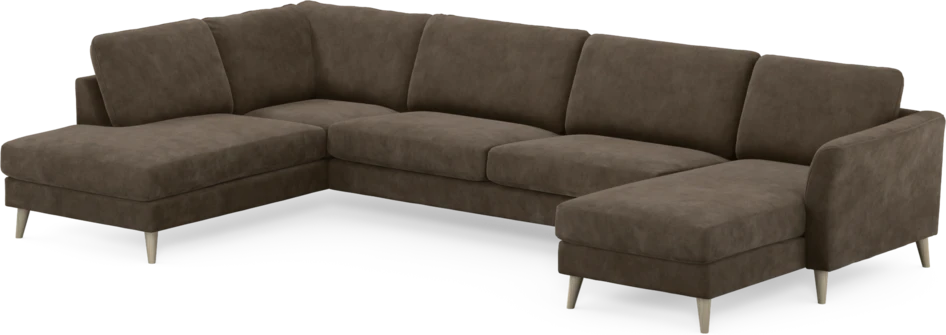 Bridge - 3-sits soffa med divan vänster och schäslong höger - Brun