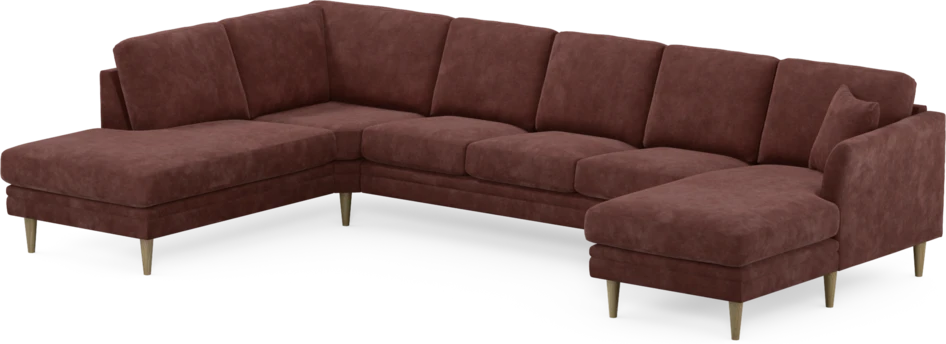 Eden - 3-sits soffa med divan vänster och schäslong höger - Röd