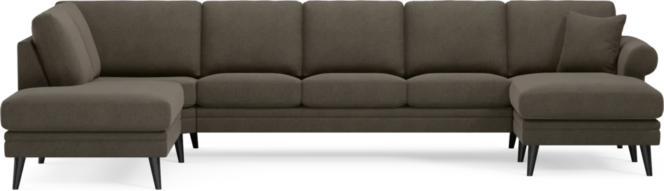Eden - 3-sits soffa med divan vänster och schäslong höger - Brun
