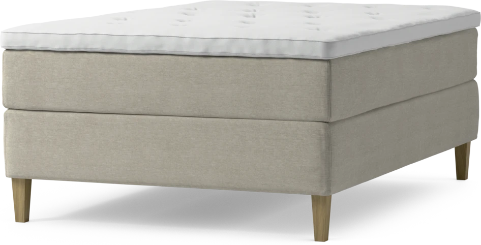 Delux Exclusive - Kontinentalsäng, enkelsäng 140 cm med bäddmadrass och sängben - Beige