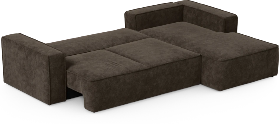Ide - Bäddsoffa 3-sits med schäslong höger - Brun