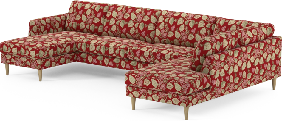 Bridge - 3-sits soffa med schäslong vänster och divan höger - Röd