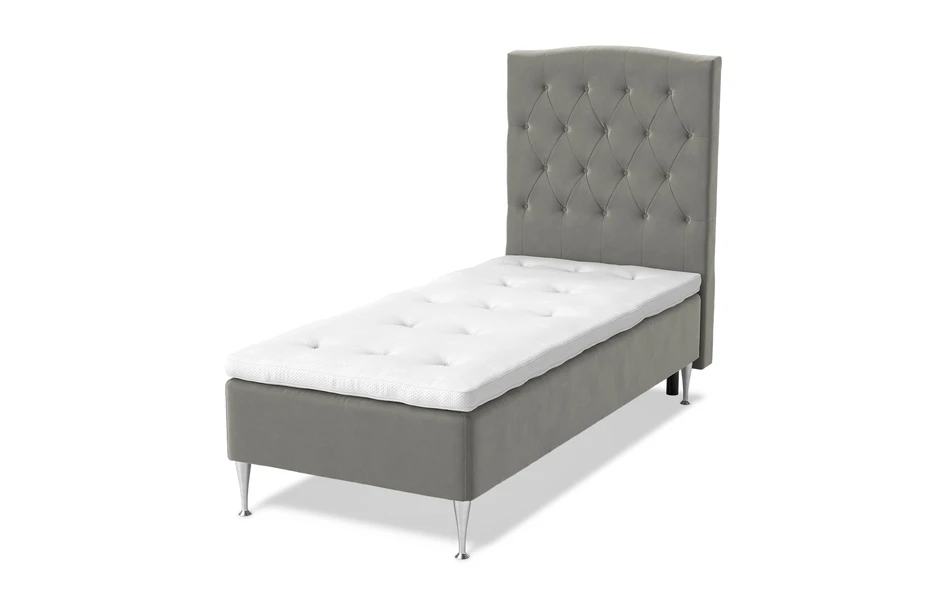 Sense Delux - Ramsäng, enkelsäng med bäddmadrass Sleep Delux vit - Grå