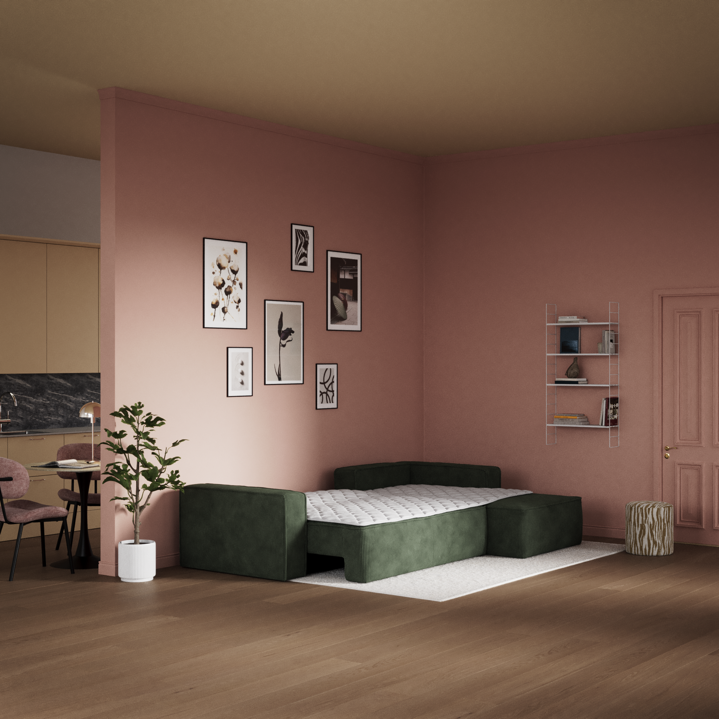 Ide, Bäddsoffa 3-sits med schäslong höger