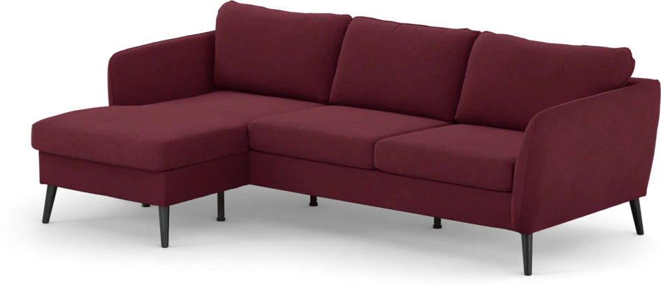 County - 3-sits soffa med flyttbar schäslong - Röd