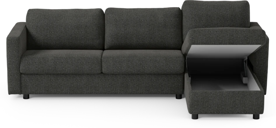 Lindö - Bäddsoffa 2,5-sits med schäslong, vändbar - Svart