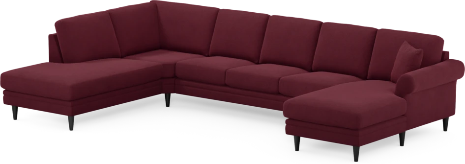 Eden - 3-sits soffa med divan vänster och schäslong höger - Röd