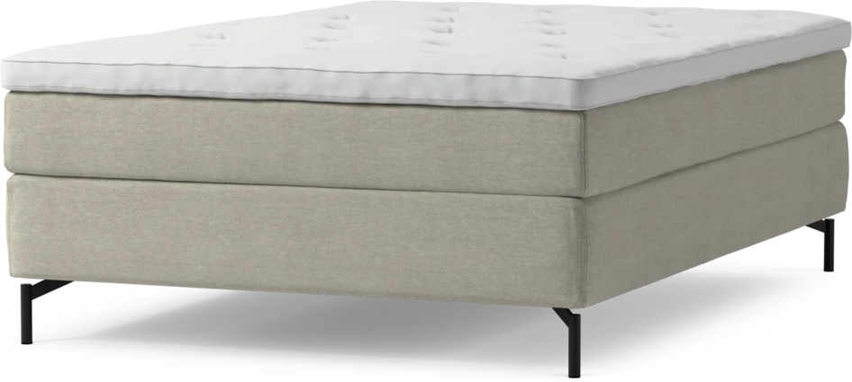 Delux Sense - Kontinentalsäng, enkelsäng 140 cm med bäddmadrass och sängben - Beige