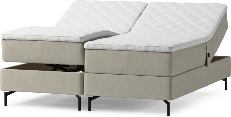 Delux Dream - Ställbar säng, dubbelsäng med bäddmadrass och sängben - Beige