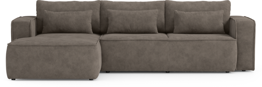 Ide - Bäddsoffa 3-sits med schäslong vänster - Brun