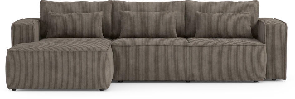 Ide - Bäddsoffa 3-sits med schäslong vänster - Brun