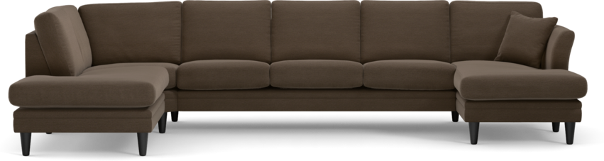 Eden - 3-sits soffa med divan vänster och schäslong höger - Brun