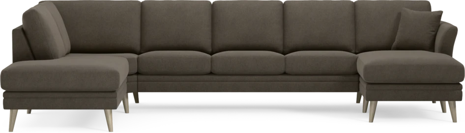 Eden - 3-sits soffa med divan vänster och schäslong höger - Brun