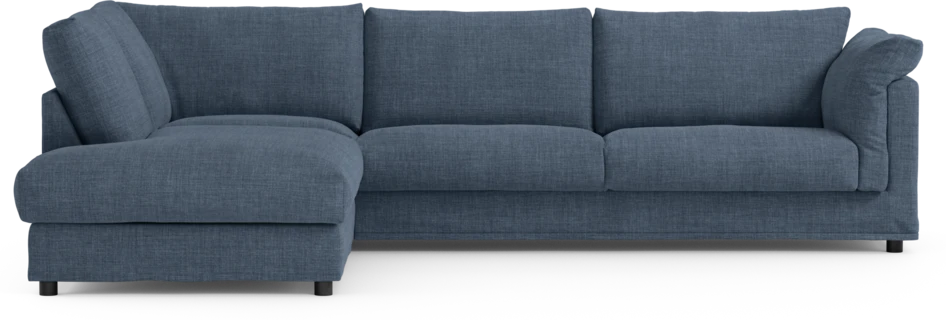 Cherrie - 3-sits soffa med divan vänster, med kappa - Blå