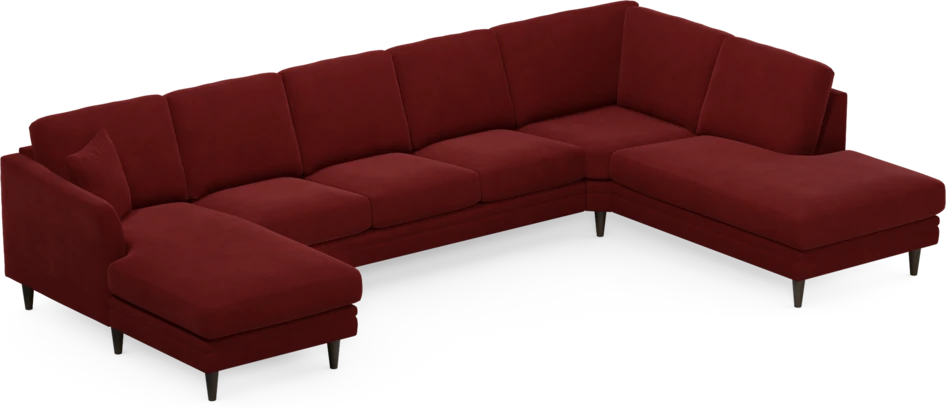 Eden - 3-sits soffa med schäslong vänster och divan höger - Röd