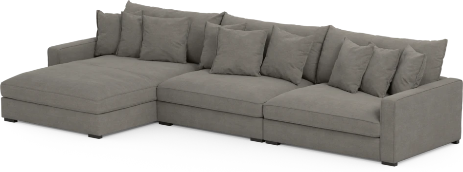 Rossi - 4-sits soffa med schäslong XL vänster - Grå