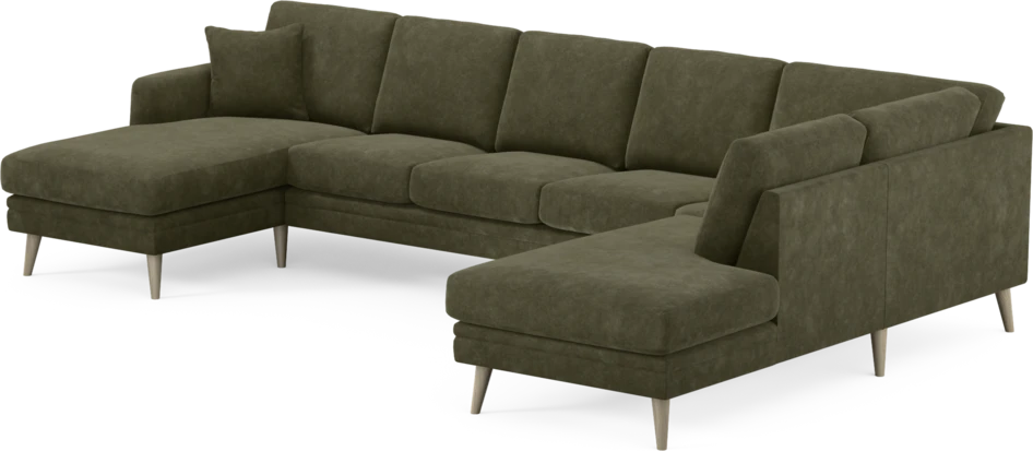 Eden - 3-sits soffa med schäslong vänster och divan höger - Grön
