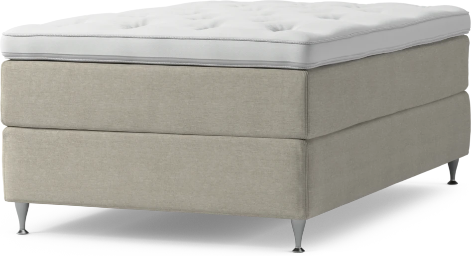Delux Exclusive - Kontinentalsäng, enkelsäng 120 cm med bäddmadrass och sängben - Beige