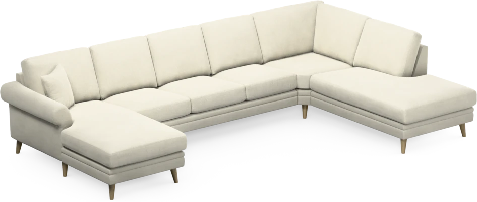 Eden - 3-sits soffa med schäslong vänster och divan höger - Vit