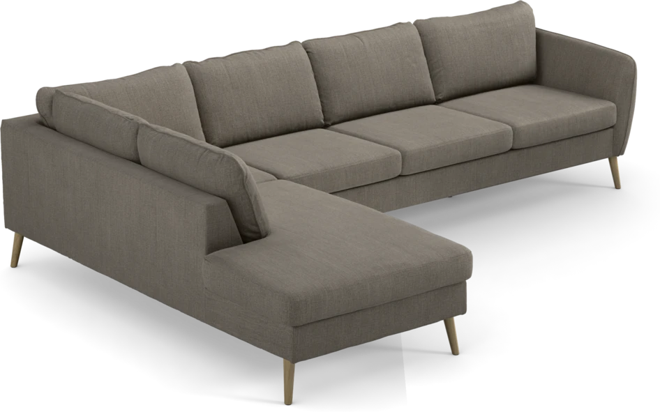 County - 3-sits soffa med divan vänster - Brun