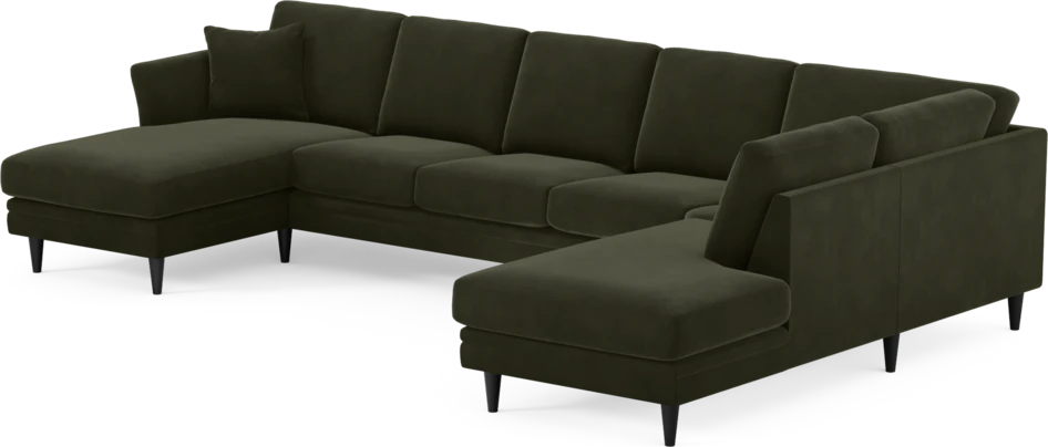 Eden - 3-sits soffa med schäslong vänster och divan höger - Grön