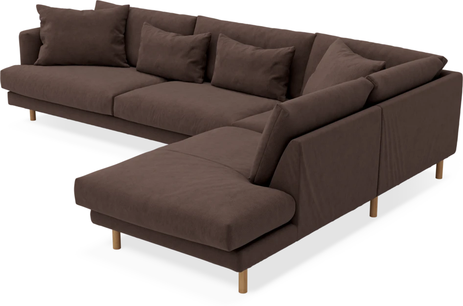 Harper - 3-sits soffa med divan höger - Brun